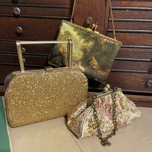 Lot of 3 Vintage Miniature Handbags Purse wristlet